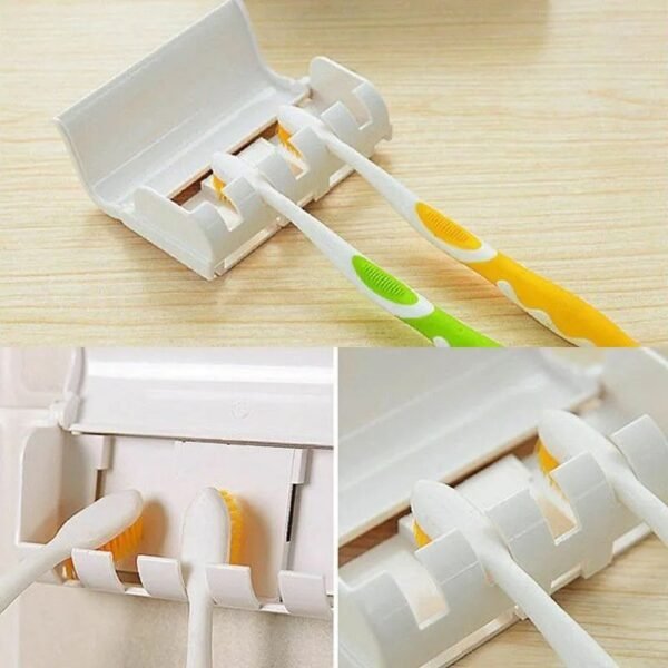 Toothpaste Dispenser With 5 Brush Holder Wall Mounted Automatic Hands Free Toothpaste Dispenser - Image 7